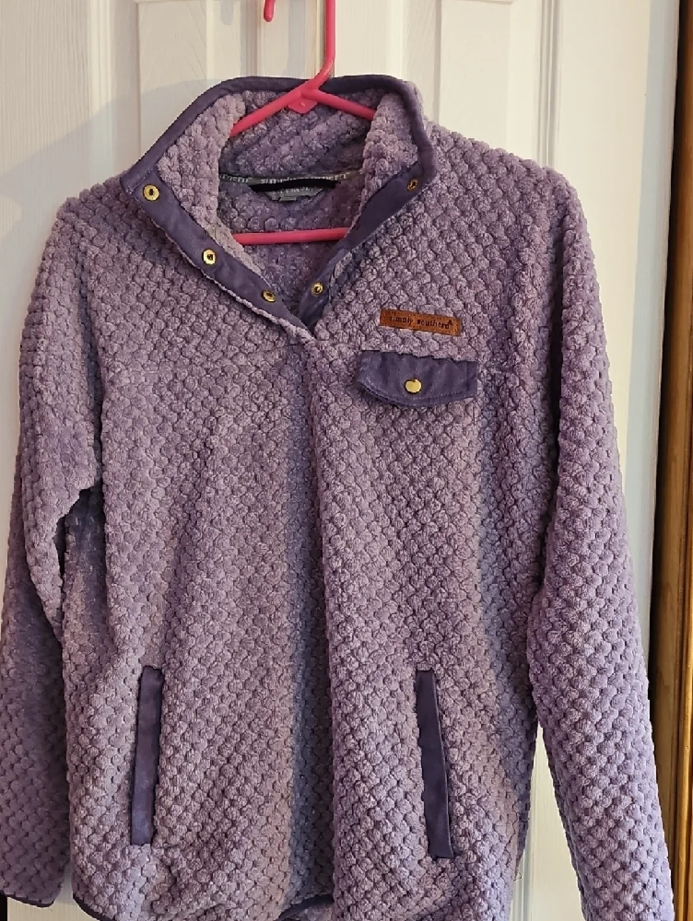 Simply Southern Lavender Sherpa Pullover Jacket - Picture 3 of 5